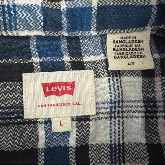 Levi’s Pearl Snap Plaid Flannel Button Down Western Shirt Shacket - Picture 10 of 12